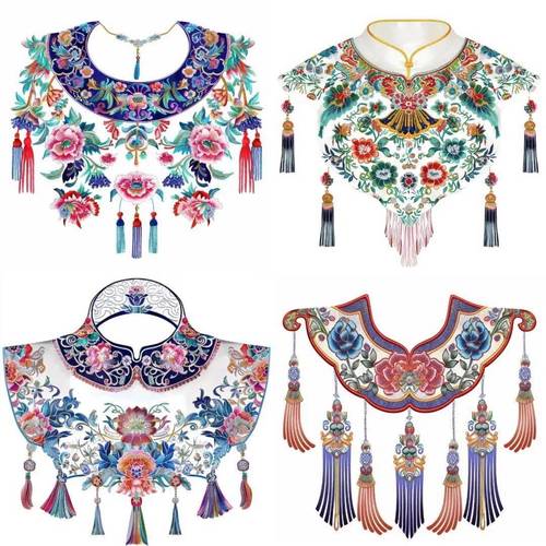 云肩刺繡紋樣圖24副中國傳統服飾之美不勝收